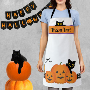 Halloween Black Cats & Orange Pumpkin Apron