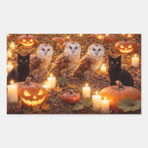 Halloween Black Cats Owls Pumpkins Candles Sticker