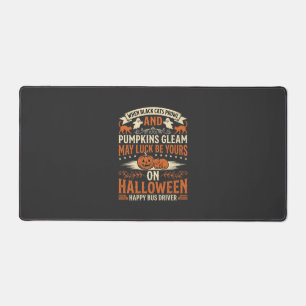 Halloween Black Cats Pumpkin Happy Bus Driver Desi Desk Mat