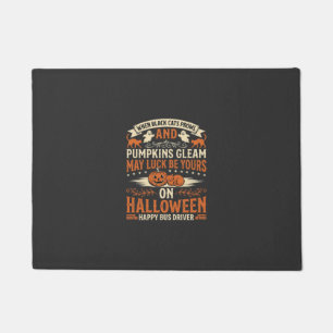 Halloween Black Cats Pumpkin Happy Bus Driver Desi Doormat
