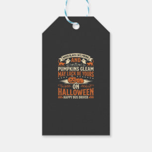 Halloween Black Cats Pumpkin Happy Bus Driver Desi Gift Tags