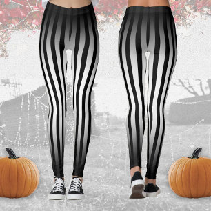 Halloween Black chevron stripes ombre white Leggings
