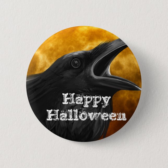 Halloween Black Crow 2 Inch Round Button (Front)