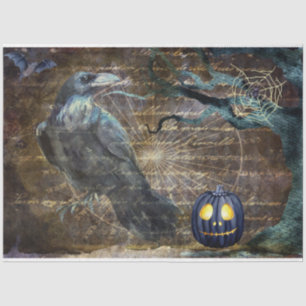 Halloween Black Crow and Pumpkin Scary Tissue Paper
