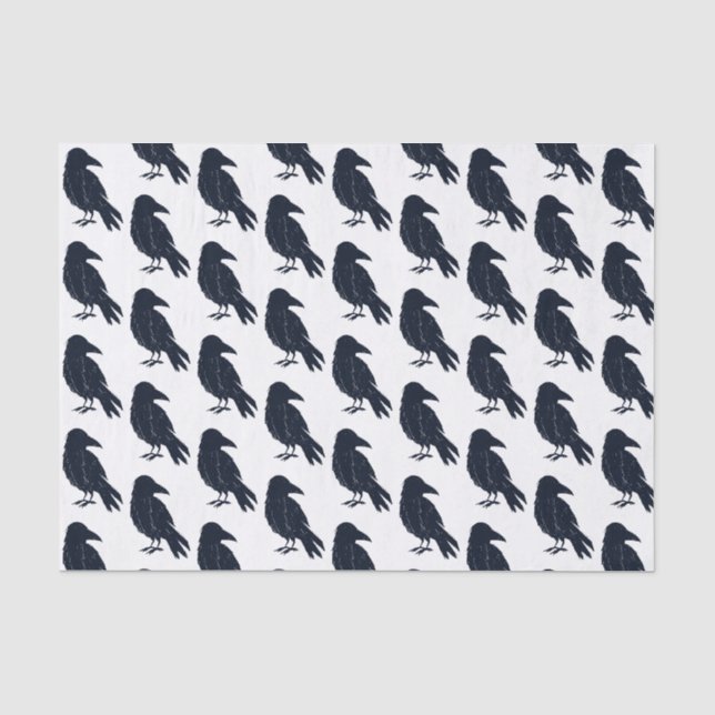 Halloween Black Crow Silhouette Pattern Tissue Paper (Front)