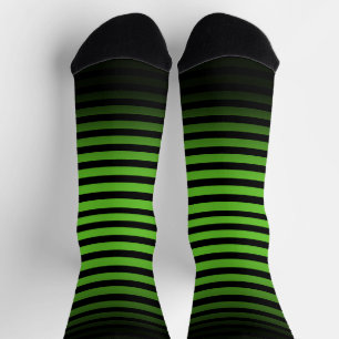Halloween Black green horizontal stripes ombre Socks