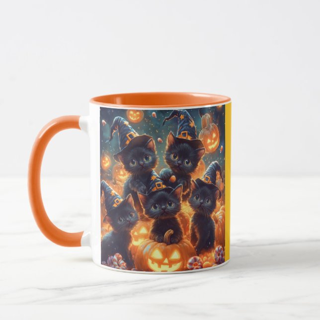 Halloween Black Kittens Mug (Left)