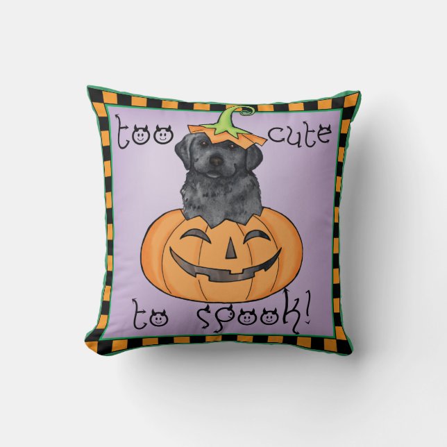 Halloween Black Lab Throw Pillow (Front)