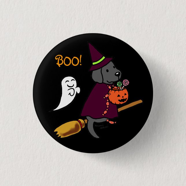 Halloween Black Labrador Cartoon 1 1 Inch Round Button (Front)