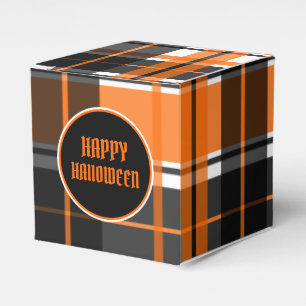 Halloween Black Orange and White Plaid Favor Box
