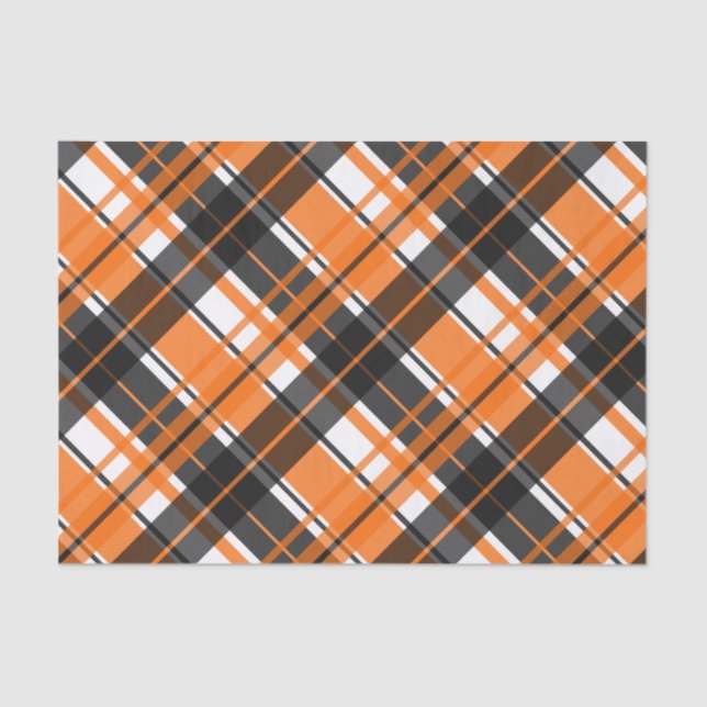 Halloween Black Orange and White Plaid Tissue Paper (Front)