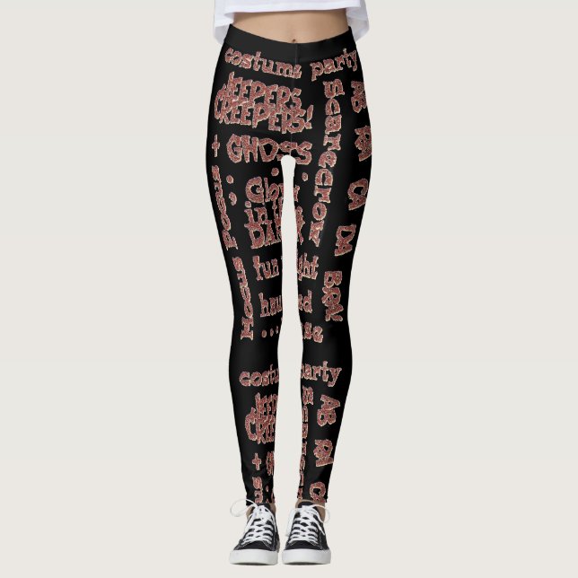 Halloween Black Orange Costume Party Leggings (Front)