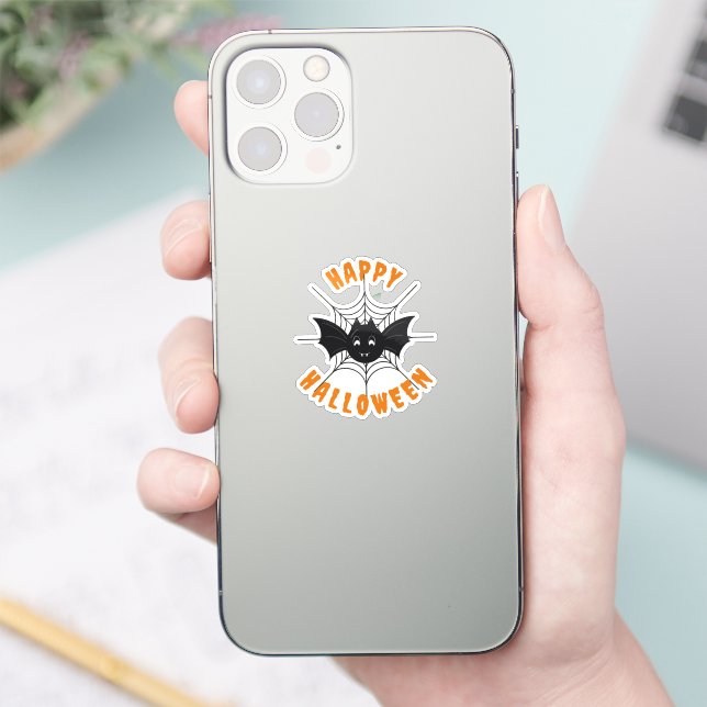 Halloween Black & Orange Custom-Cut Vinyl Sticker (Phone)