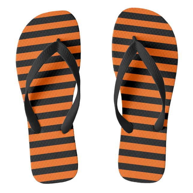 Halloween Black & Orange Flip Flops (Footbed)