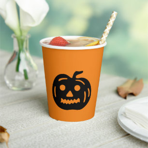 Halloween black orange jack o lantern paper cups