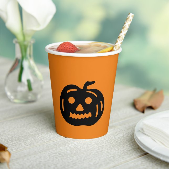 Halloween black orange jack o lantern paper cups (Insitu)