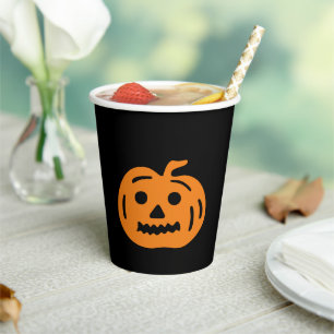 Halloween black & orange jack o lantern paper cups