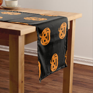 Halloween black & orange jack o lantern pattern  short table runner
