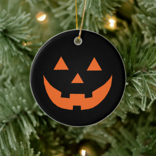 Halloween black orange Jack o lantern pumpkin Ceramic Ornament