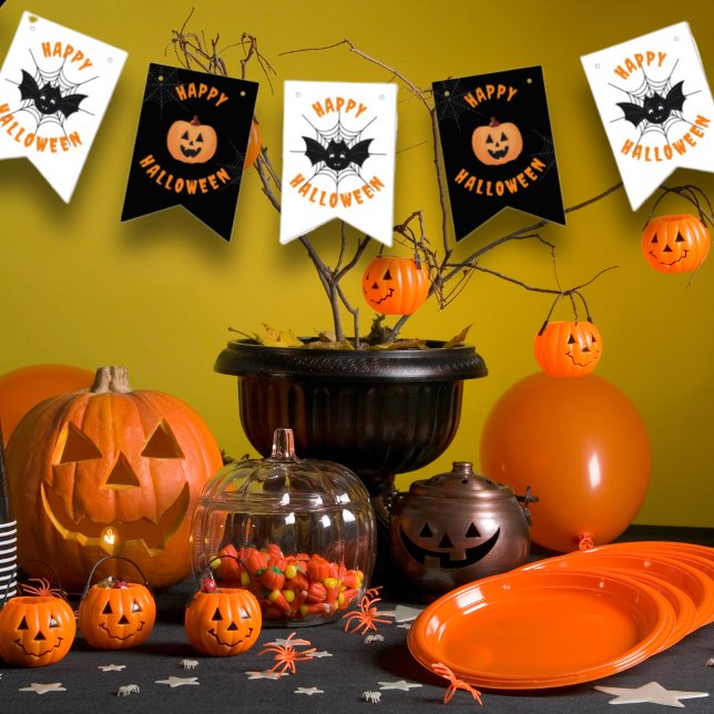Halloween Black & Orange Party Bunting Flags (Black & Orange Halloween Party Bunting Flags.)
