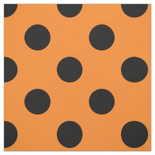 Halloween Black Orange Polka Dot Fabric