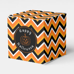 Halloween Black Orange White Zigzags Favor Box