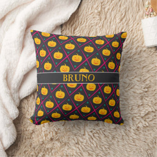 Halloween Black Pink Minimal Pattern Throw Pillow