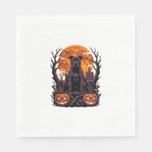 Halloween Black Pitbull Throne Pumpkins Full Moon_ Napkin