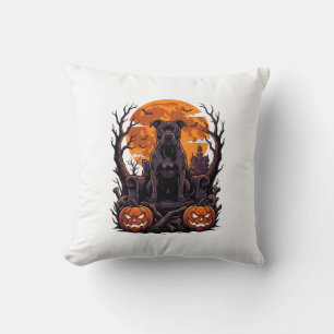 Halloween Black Pitbull Throne Pumpkins Full Moon_ Throw Pillow