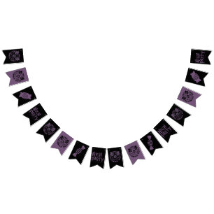 Halloween Black & Purple Garland – Creepy  Bunting Flags