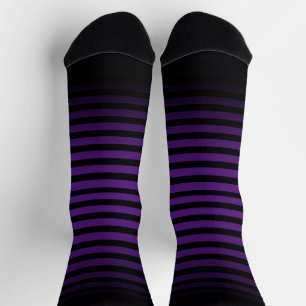Halloween Black purple horizontal stripes ombre Socks