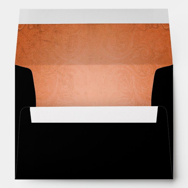 Halloween Black Rose Orange Wedding Envelope (Back (Bottom))