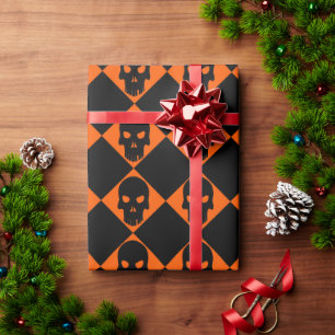 Halloween Black Skull Wrapping Paper