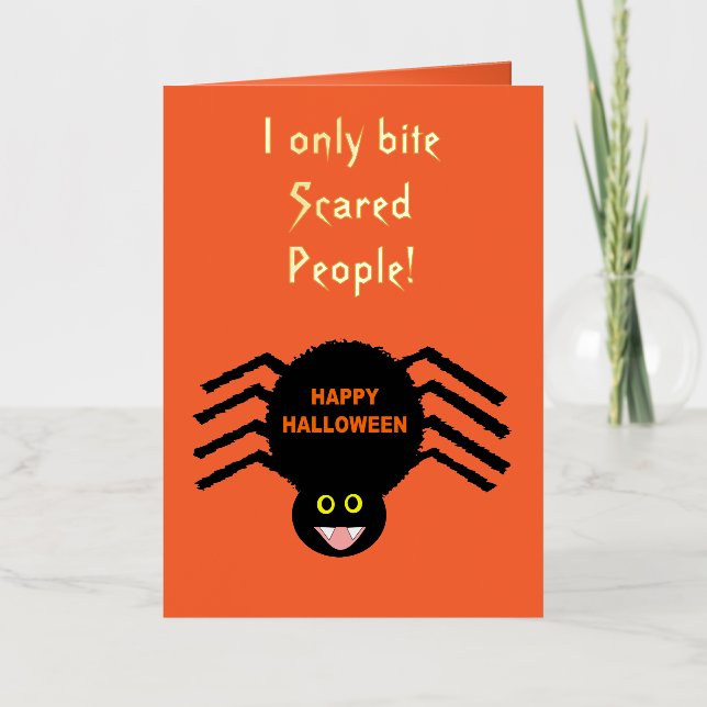 Halloween Black Spider Custom Foil Greeting Card (Front)