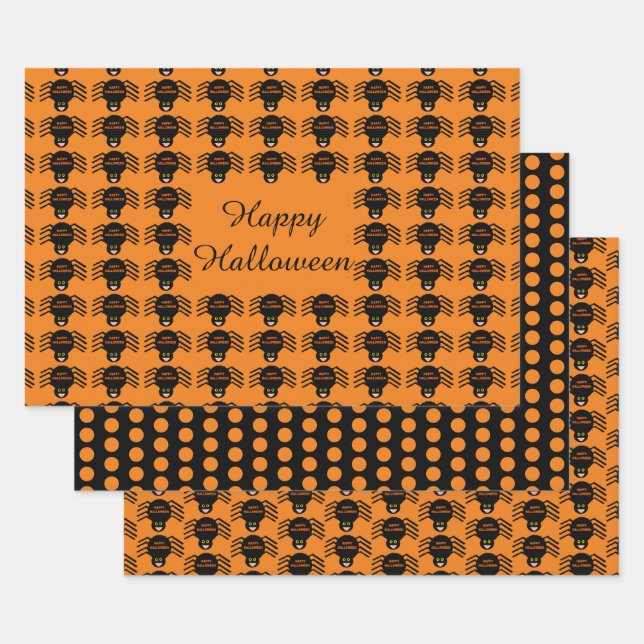 Halloween Black Spider Custom Gift Wrap Set (Set)