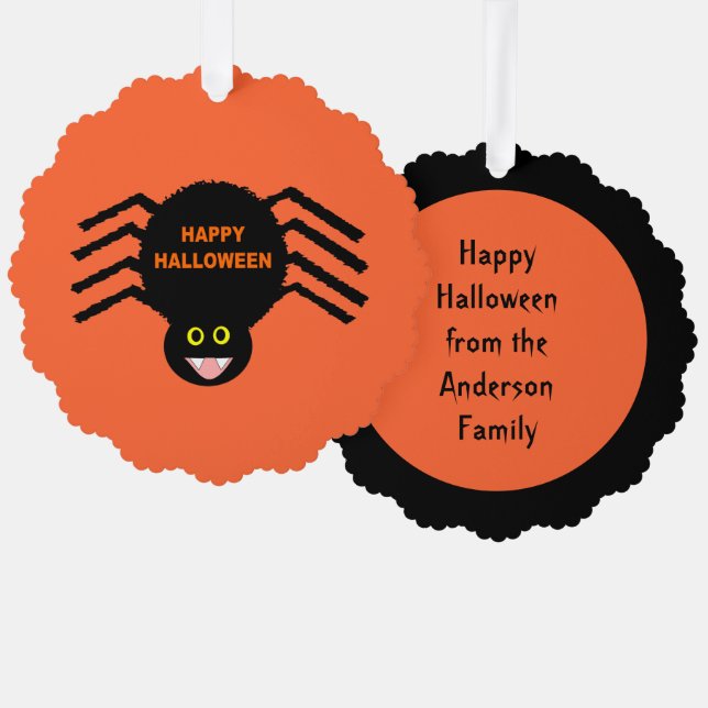 Halloween Black Spider Custom Ornament Card (Front/Back)