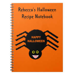 Halloween Black Spider Customizable Recipe Noteboo Notebook