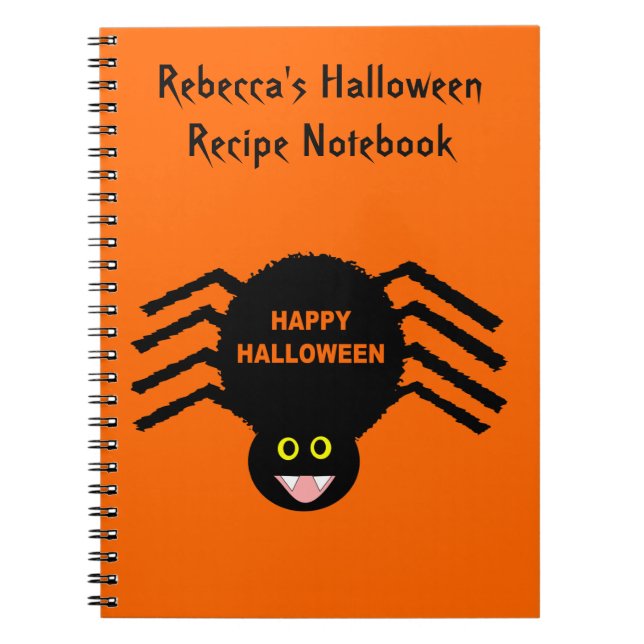 Halloween Black Spider Customizable Recipe Noteboo Notebook (Front)