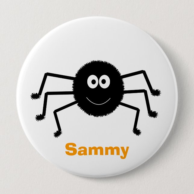 Halloween Black Spider Cute Button (Front)
