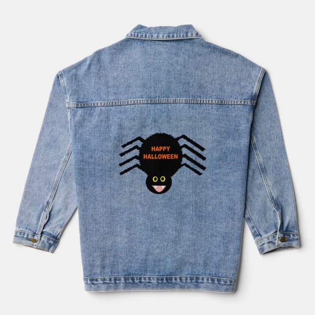 Halloween Black Spider Denim Jacket (Back)