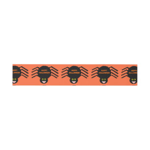 Halloween Black Spider Invite Belly Bands Invitation Belly Band