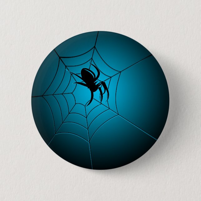Halloween Black Spider on Web 2 Inch Round Button (Front)