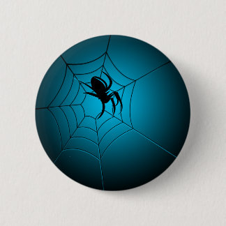 Halloween Black Spider on Web 2 Inch Round Button