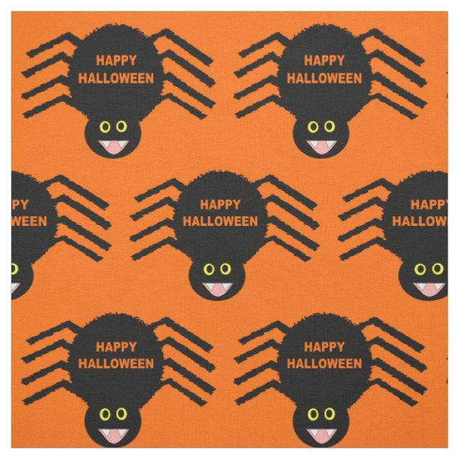 Halloween Black Spider Patterned Animal Fabric (Swatch)