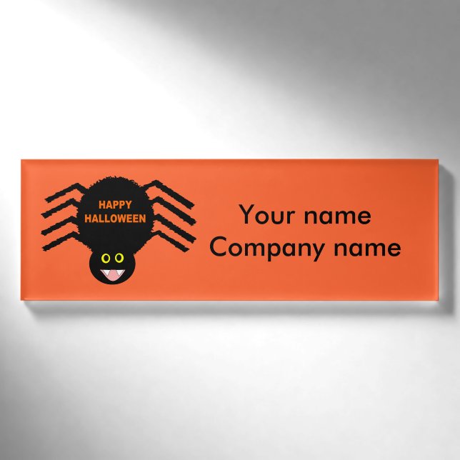 Halloween Black Spider Personalized Name Tag (Front)