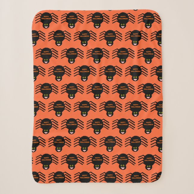 Halloween Black Spider Sherpa Blanket (Front)