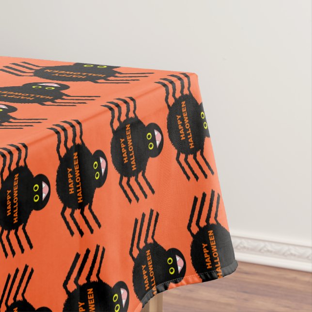 Halloween Black Spider Tablecloth (In Situ)