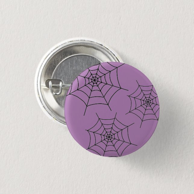 Halloween Black Spiderweb - Round Pin-up Badge 1 Inch Round Button (Front & Back)