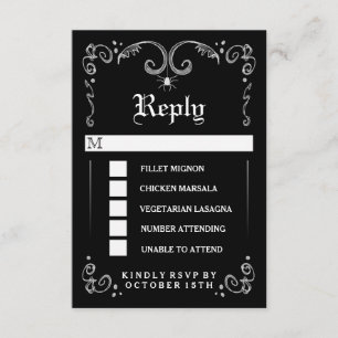 Halloween Black White Gothic 3.5x5 MENU RSVP