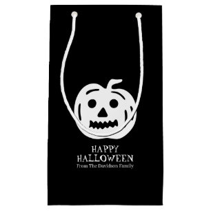 Halloween black white jack o lantern custom treat small gift bag